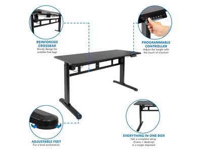 Mount-It! 55"W 29" - 47"H Adjustable Standing Electric Sit-Stand Desk, Black (MI-7999)