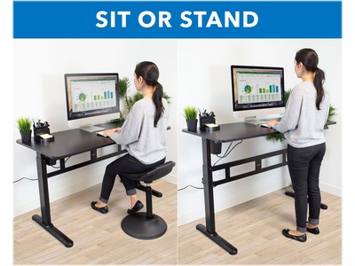 Mount-It! 55"W 29" - 47"H Adjustable Standing Electric Sit-Stand Desk, Black (MI-7999)