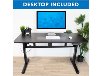 Mount-It! 55"W 29" - 47"H Adjustable Standing Electric Sit-Stand Desk, Black (MI-7999)