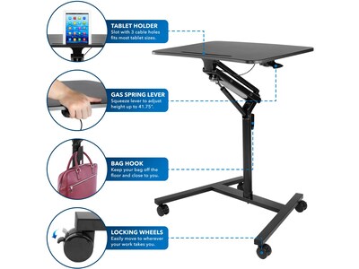 Mount-It! 28"W Manual Adjustable Standing Desk, Black (MI-7969)