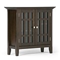 Simpli Home Bedford 31 Wood Storage Cabinet with 2 Shelves, Dark Tobacco Brown Stain (3AXCBED-03)