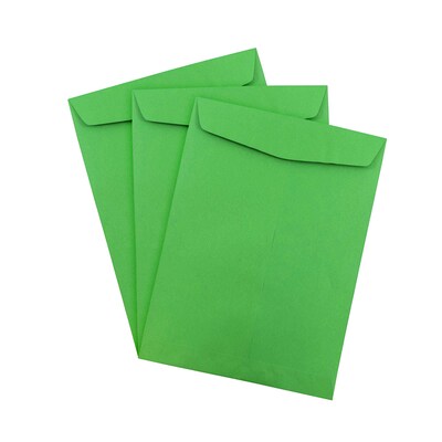 JAM Paper 10" x 13" Open End Catalog Colored Envelopes, Green Recycled, 10/Pack (V0128190B)