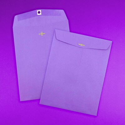 JAM Paper 10" x 13" Open End Catalog Colored Envelopes with Clasp Closure, Violet Purple Recycled, 10/Pack (V0128182B)