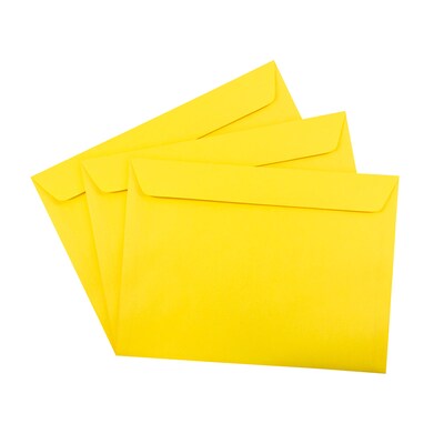 JAM Paper 9 x 12 Booklet Colored Envelopes, Yellow Recycled, 25/Pack (5156775)
