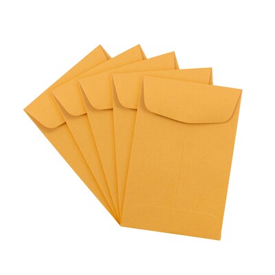 JAM Paper #4 Coin Envelope, 3" x 4 1/2", Brown Kraft, 50/Pack (356731206C)