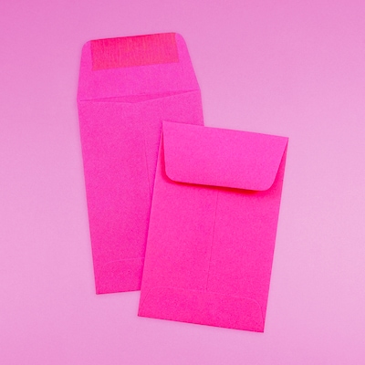 JAM Paper #1 Coin Business Colored Envelopes, 2.25 x 3.5, Ultra Fuchsia Pink, 50/Pack (352927832I)