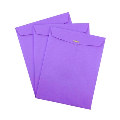 JAM Paper 10" x 13" Open End Catalog Colored Envelopes with Clasp Closure, Violet Purple Recycled, 10/Pack (V0128182B)