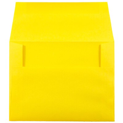 JAM Paper A2 Colored Invitation Envelopes, 4.375 x 5.75, Yellow Recycled, 25/Pack (15839)