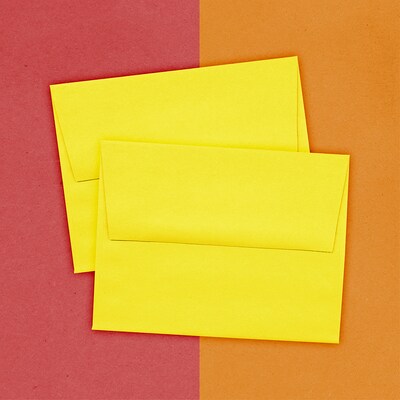 JAM Paper A2 Colored Invitation Envelopes, 4.375 x 5.75, Yellow Recycled, 25/Pack (15839)