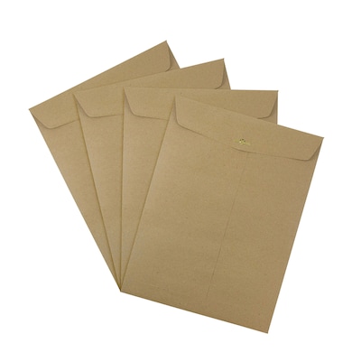 JAM Paper 9 x 12 Kraft Open End Catalog Envelopes with Clasp Closure, Brown Kraft Paper Bag, 100/Pack (563120849B)