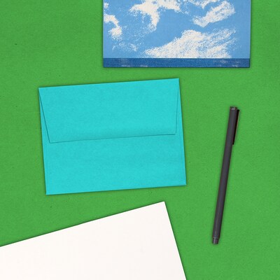 JAM Paper A2 Colored Invitation Envelopes, 4.375 x 5.75, Sea Blue Recycled, 25/Pack (70207)