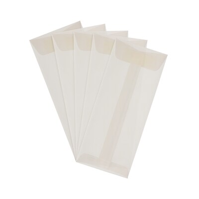 JAM Paper Open End #10 Currency Envelope, 4 1/8" x 9 1/2", Clear Translucent Vellum, 50/Pack (900828258I)