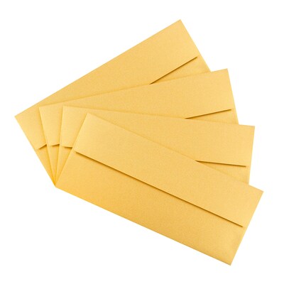 JAM Paper Open End #10 Business Envelope, 4 1/8" x 9 1/2", Metallic Gold, 50/Pack (SD5360 07I)