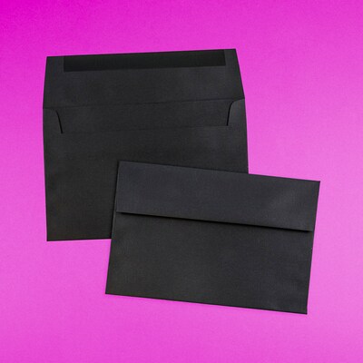 JAM Paper A7 Invitation Envelopes, 5.25 x 7.25, Black Linen, 50/Pack (V01205I)