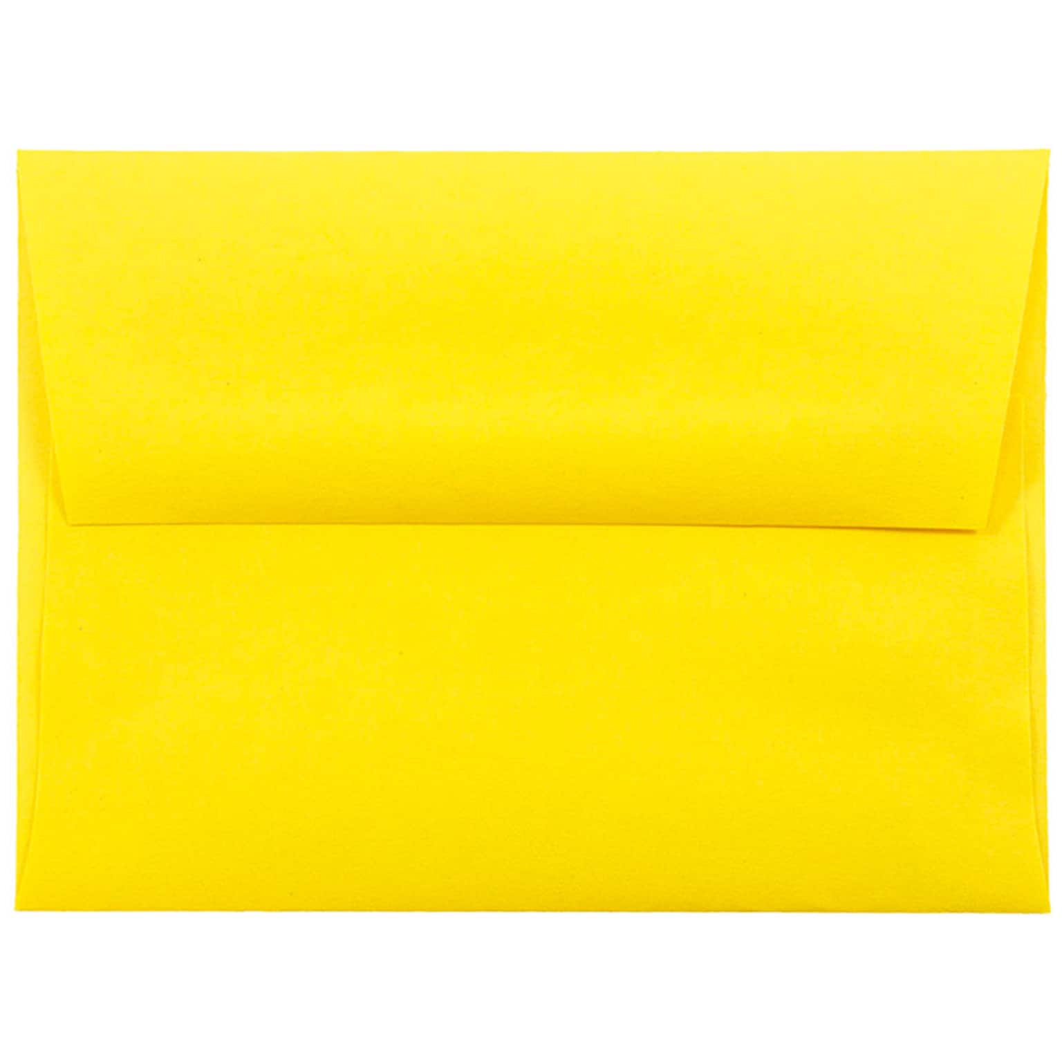 JAM Paper A2 Colored Invitation Envelopes, 4.375 x 5.75, Yellow Recycled, 50/Pack (15839I)