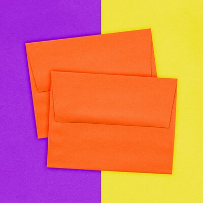 JAM Paper A2 Colored Invitation Envelopes, 4.375 x 5.75, Orange Recycled, 50/Pack (WDBH602I)