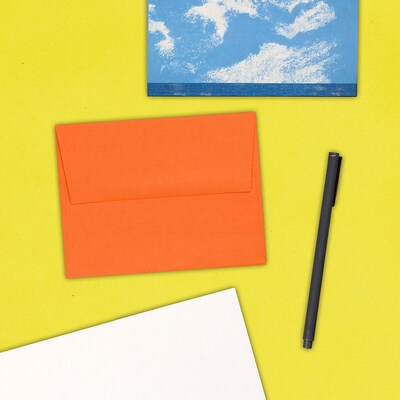 JAM Paper A2 Colored Invitation Envelopes, 4.375 x 5.75, Orange Recycled, 50/Pack (WDBH602I)