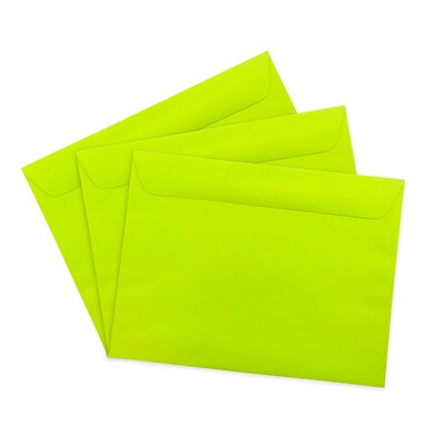 JAM Paper 9 x 12 Booklet Colored Envelopes, Ultra Lime Green, 100/Pack (5156771c)
