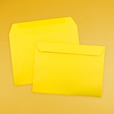 JAM Paper Booklet Envelope, 9" x 12", Yellow, 250/Box (5156775H)