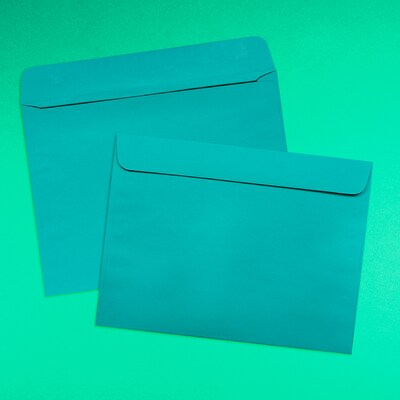 JAM Paper Booklet Envelope, 9" x 12", Sea Blue, 50/Pack (5156773I)