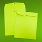 JAM Paper 10 x 13 Open End Catalog Colored Envelopes with Clasp Closure, Ultra Lime Green, 25/Pack (v0128186a)