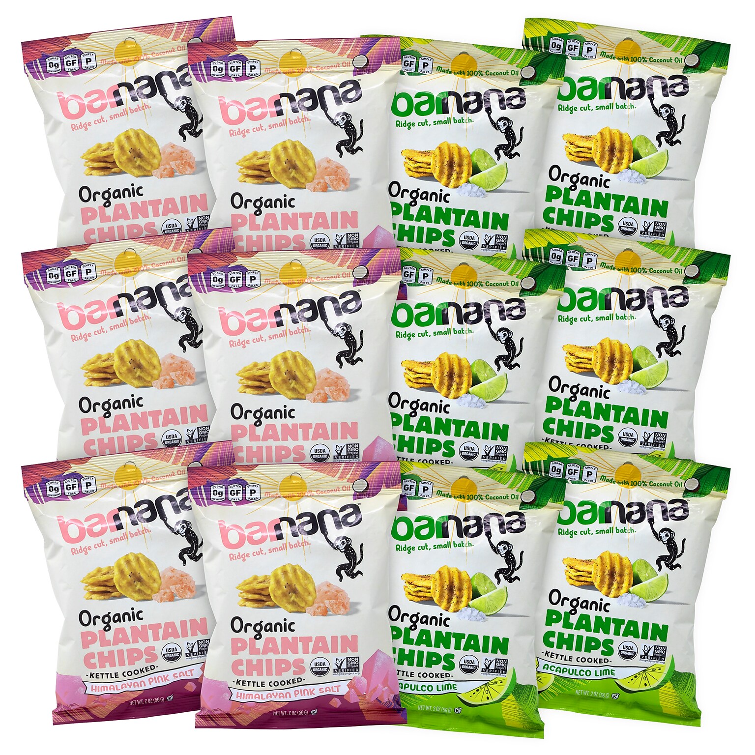 Barnana Himalayan Sea Salt and Lime Plantain Chips Variety Pack, 2 oz., 12 Bags/Pack (600-00227)