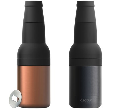 ASOBU Frosty Beer 2 Go Chiller, Black & Copper, 2-Pack (843631151648)