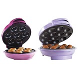 BRENTWOOD APPLIANCES C2CKR6 Nonstick Electric Mini Donut Maker with Cake Pop Maker, Pink / Purple (8