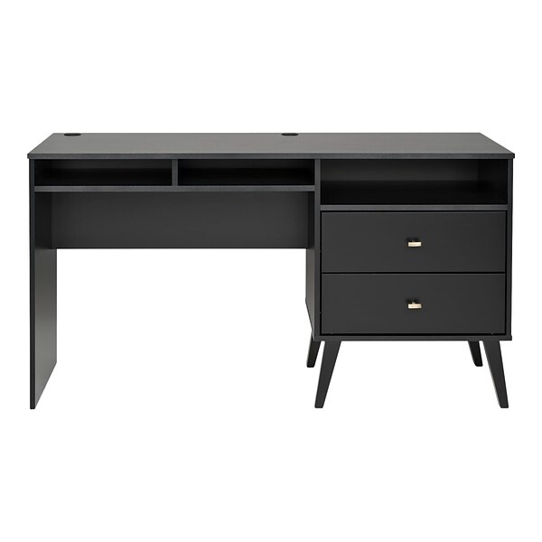 Prepac Milo 55 Desk with Side Storage and 2 Drawers, Black (BEHR-1413-1)