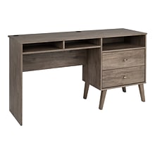 Prepac Milo 55 Desk with Side Storage and 2 Drawers, Drifted Gray (DEHR-1413-1)