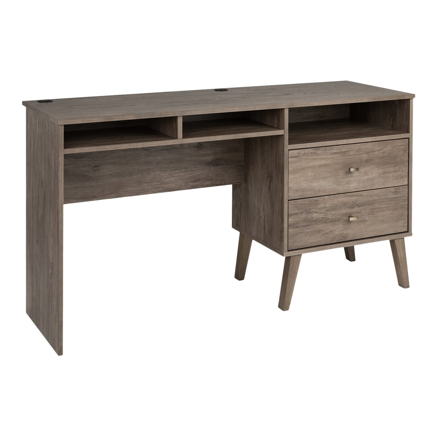 Prepac Milo 55 Desk with Side Storage and 2 Drawers, Drifted Gray (DEHR-1413-1)