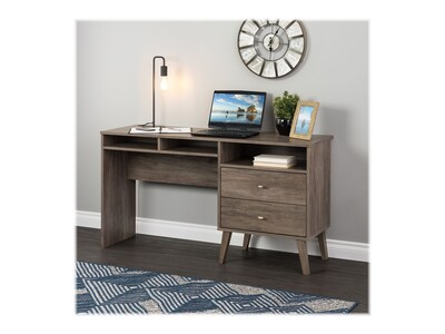 Prepac Milo 55 Desk with Side Storage and 2 Drawers, Drifted Gray (DEHR-1413-1)