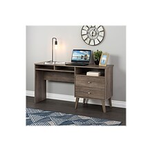 Prepac Milo 55 Desk with Side Storage and 2 Drawers, Drifted Gray (DEHR-1413-1)