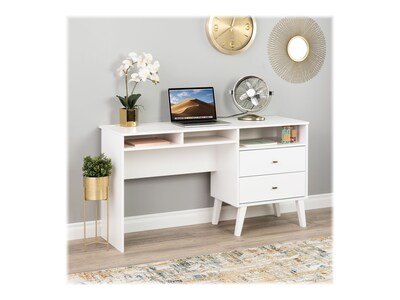 Prepac Milo 55 Desk with Side Storage and 2 Drawers, White (WEHR-1413-1)