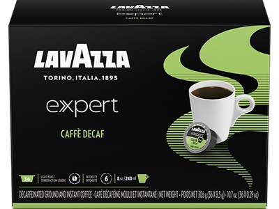 Lavazza Expert Caffe Decaf Coffee Capsules, Light Roast, 36/Box (1953001416)