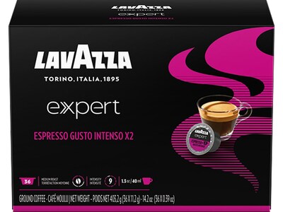 Lavazza Expert Espresso Gusto Intenso X2 Dried Fruit/Wood Coffee, Capsule, Medium Roast, 36/Box (1953001256)