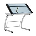 Studio Designs 40.75”W x 29”D Triflex Drawing Table Silver and Blue Glass (10089)