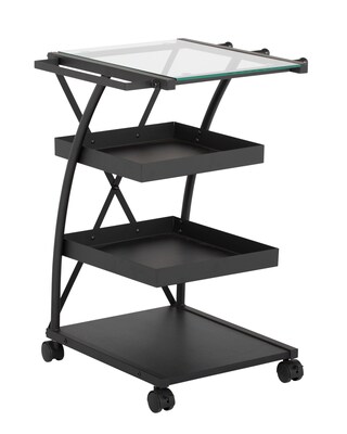 Studio Designs Triflex Taboret Metal (3 Storage Shelf) Charcoal / Clear Glass (13273)