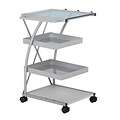 Studio Designs Triflex Taboret Metal Three Shelf Storage Shelf Silver / Blue Glass (13274)