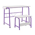 Studio Designs 35.5W Project Center Corner Table Purple Frame and Spatter Gray Top(55127)