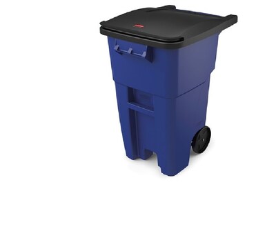 Rubbermaid Plastic Outdoor Trash Can, 50 Gallon, Blue (FG9W2700BLUE)