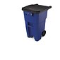 Rubbermaid® Brute® Rollout Trash Can Container with Lid, Blue, 50 Gallon