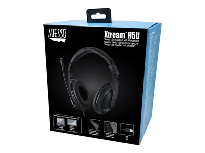 Adesso Xtream Stereo Headset, Over-the-Head, Black (XTREAMH5U)