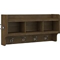 Bush Furniture Woodland 40W Wall Mounted Coat Rack with Shelf, Ash Brown (WDH340ABR-03)