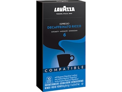 Lavazza Decaffeinato Ricco Decaf Coffee, Nespresso Original Capsule, Dark Roast, 10/Box (1953000990)