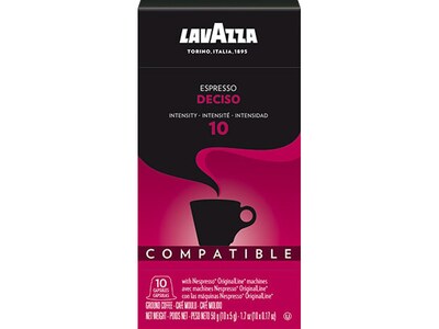 Lavazza Espresso Deciso Coffee Nespresso Original Capsules, Dark Roast, 10/Box (1953000983)