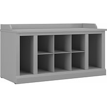 kathy ireland® Home by Bush Furniture Woodland Shoe Storage Bench with Shelves, 40, Cape Cod Gray (