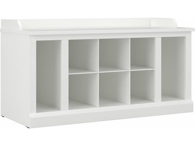 Bush Furniture Woodland 40W Shoe Storage Bench with Shelves, White Ash (WDS240WAS-03)