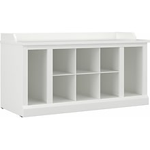 kathy ireland® Home by Bush Furniture Woodland Shoe Storage Bench with Shelves, 40, White Ash (WDS2