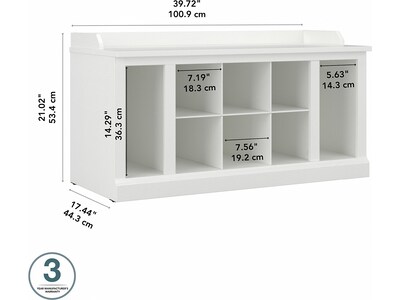 Bush Furniture Woodland 40W Shoe Storage Bench with Shelves, White Ash (WDS240WAS-03)